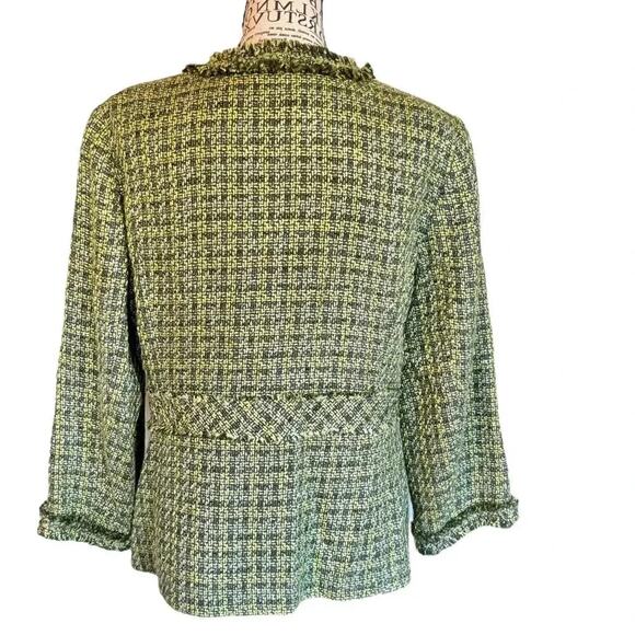 Peck & Peck Size 12 Green Tweed Blazer Jacket Jewel Embellished Career - Picture 5 of 5